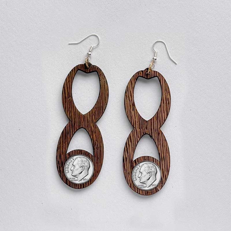 infinty-dime African wood earrings